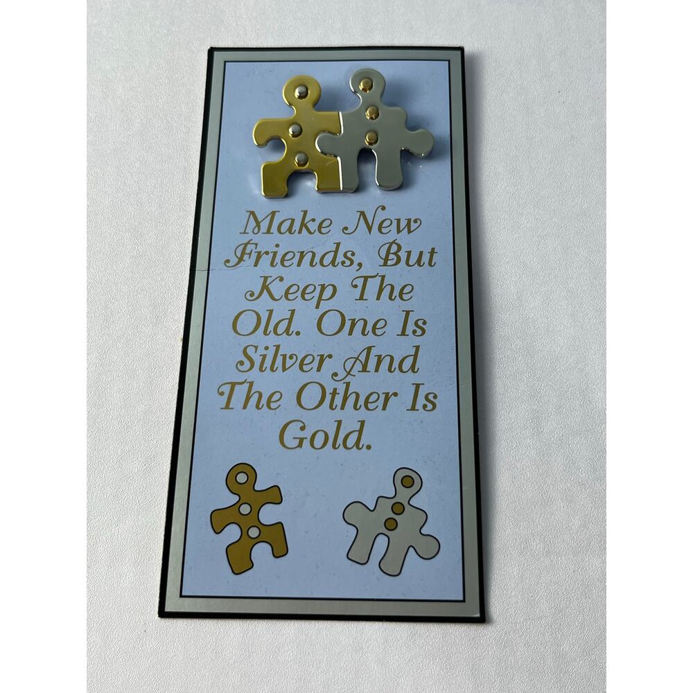 Two Tone Puzzle Piece Amigos Pin Make New Friends NEW
